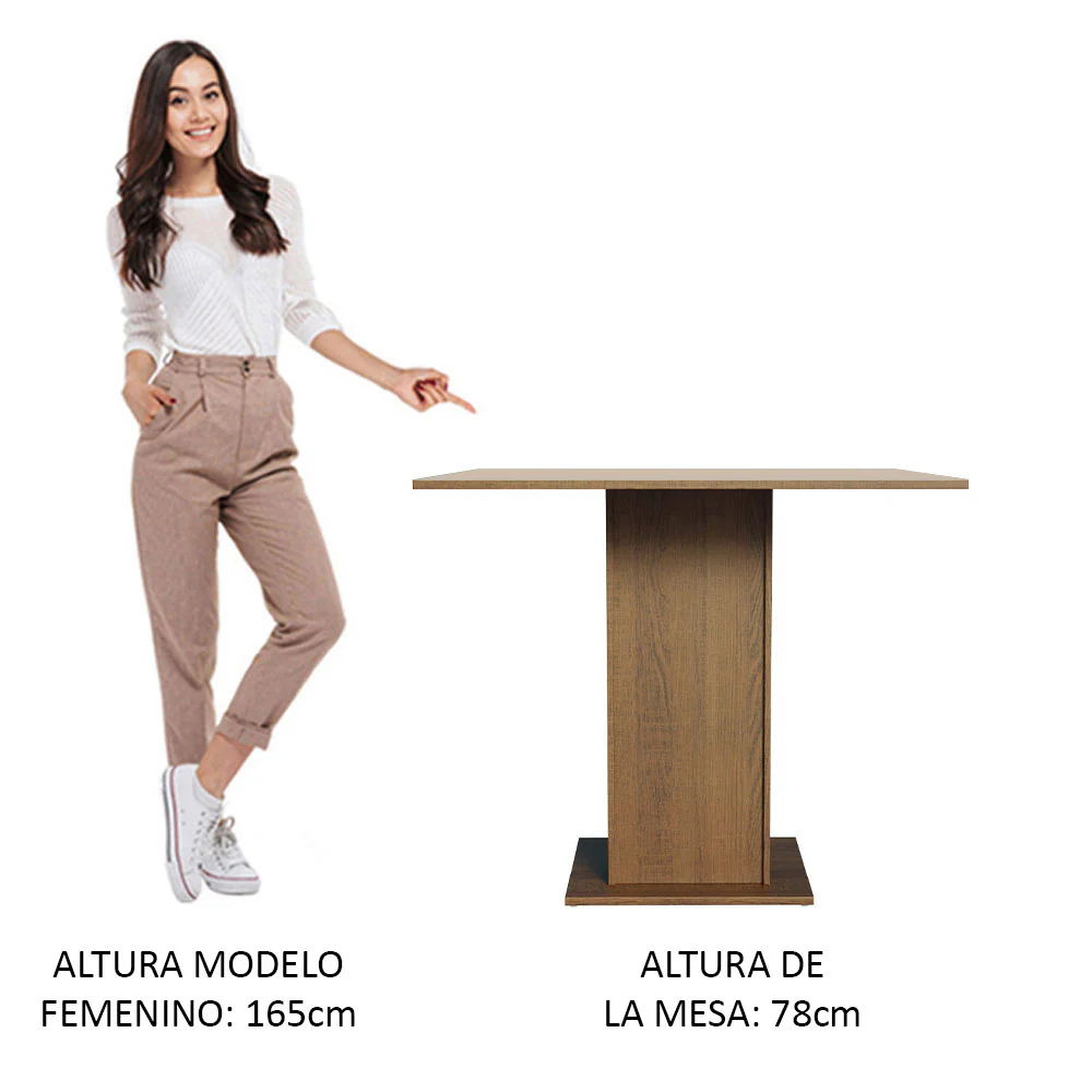 Juego de Comedor Madesa Alana Mesa Tapa Madera con 4 Sillas Marrón/Crema/Perla - Image 5