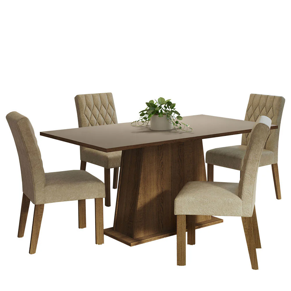 Juego de Comedor Madesa Ashley Sillas 4 Mesas Tapa de Madera - Marrón/Crema/Imperial - Image 3