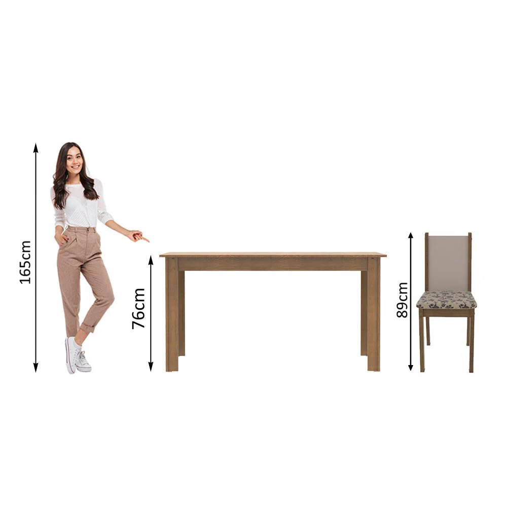 Juego de Comedor Madesa Bea Mesa Tapa de Madera con 4 Sillas Marrón/Crema/Beige Marrón - Image 5