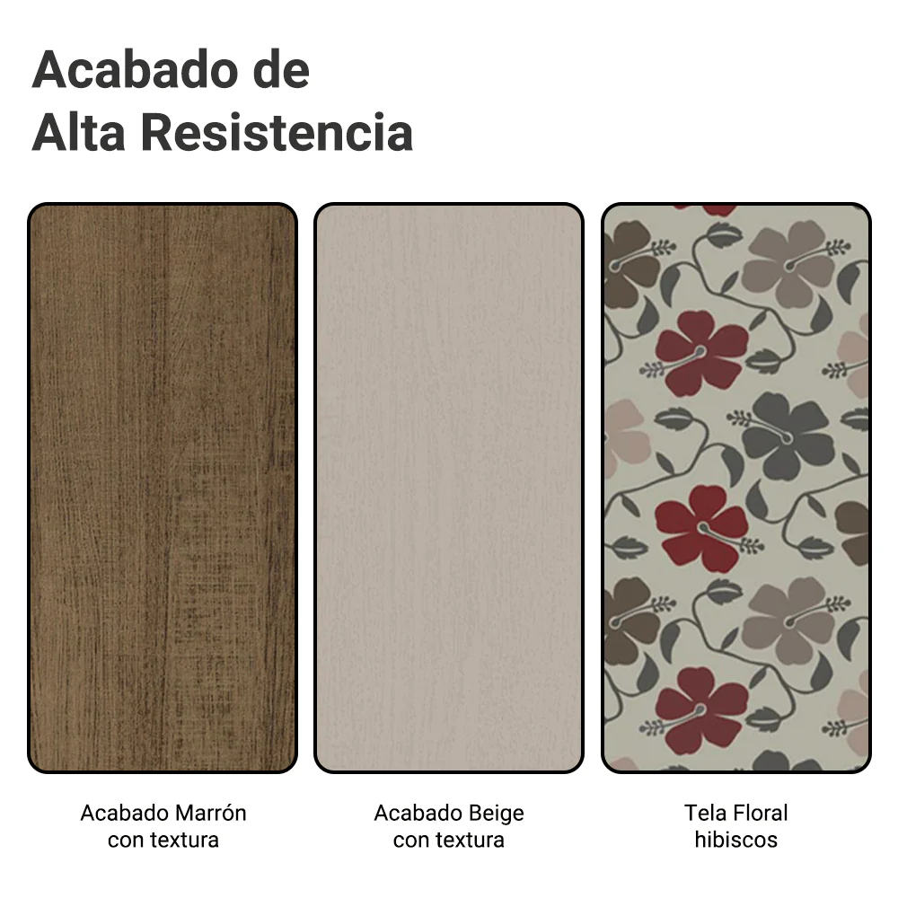 Juego de Comedor Madesa Cíntia Mesa Tapa de Madera con 4 Sillas Marrón/Crema/Hibiscos - Image 8