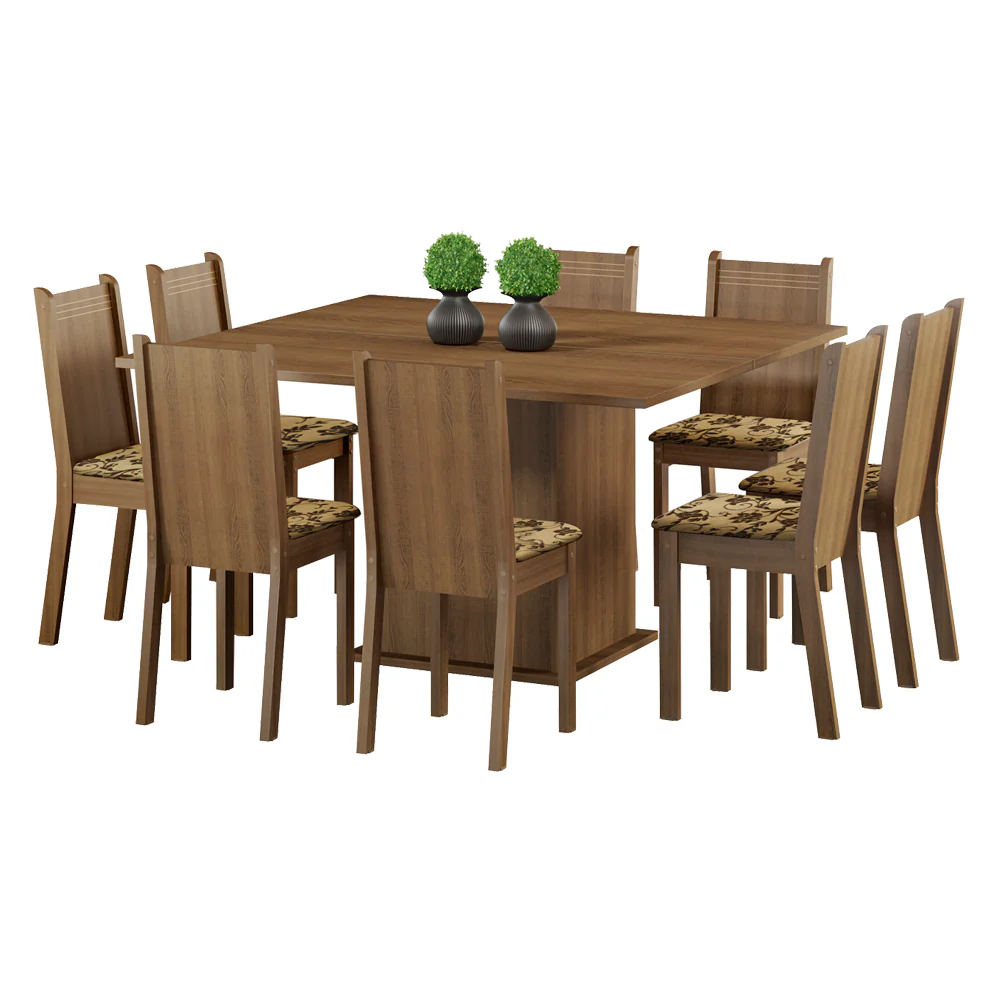 Juego de Comedor Madesa Clarice Mesa Tapa de Madera con 8 Sillas Marrón/Beige Marrón - Image 3