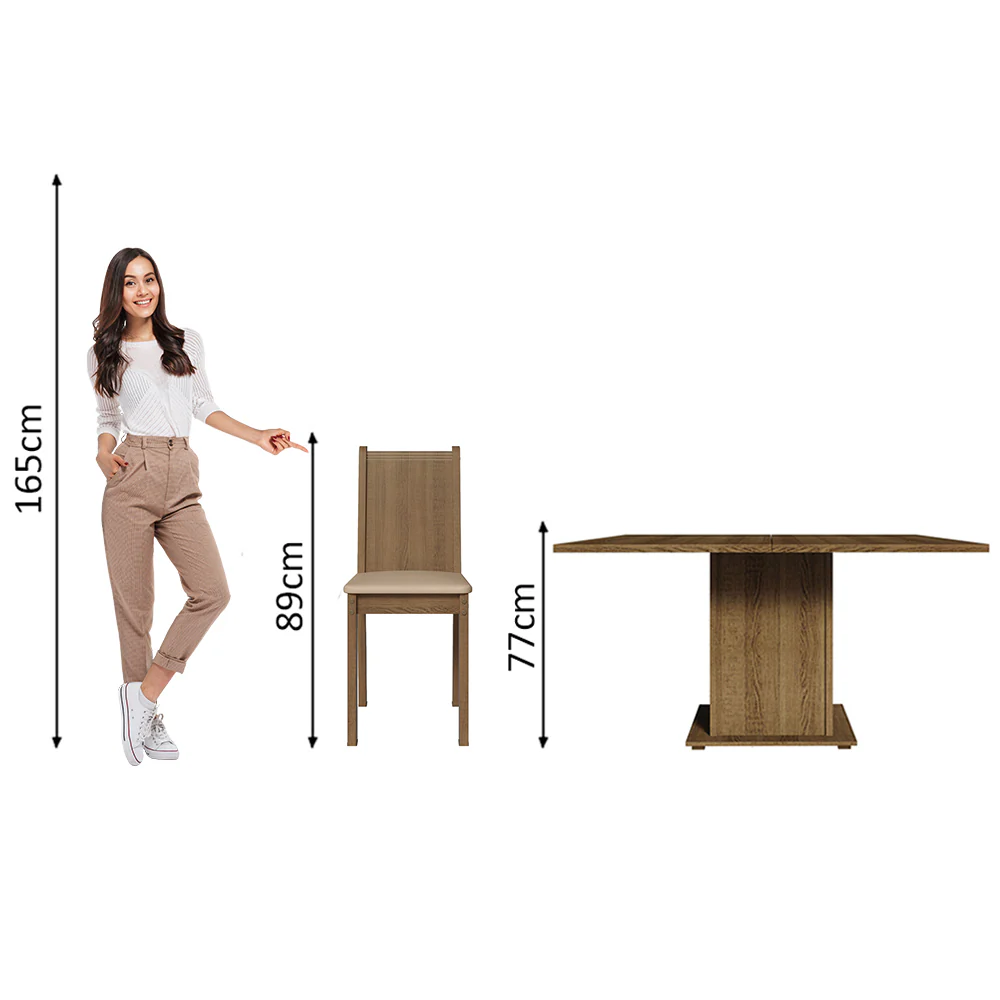 Juego de Comedor Madesa Clarice Mesa Tapa de Madera con 8 Sillas Marrón/Beige Marrón - Image 5