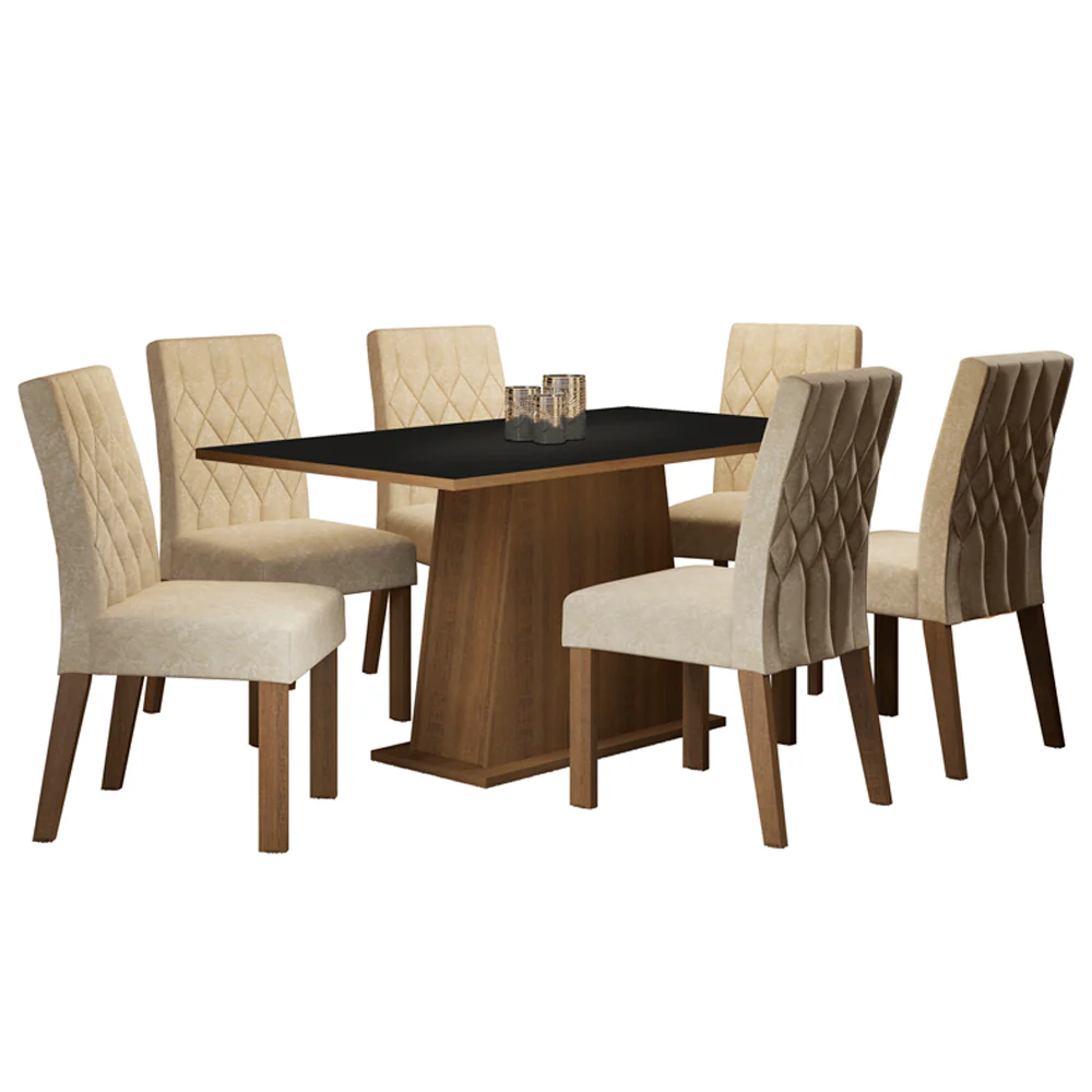 Juego de Comedor Madesa Daniela Mesa Tapa de Madera con 6 Sillas Marrón/Negro/Imperial - Image 3