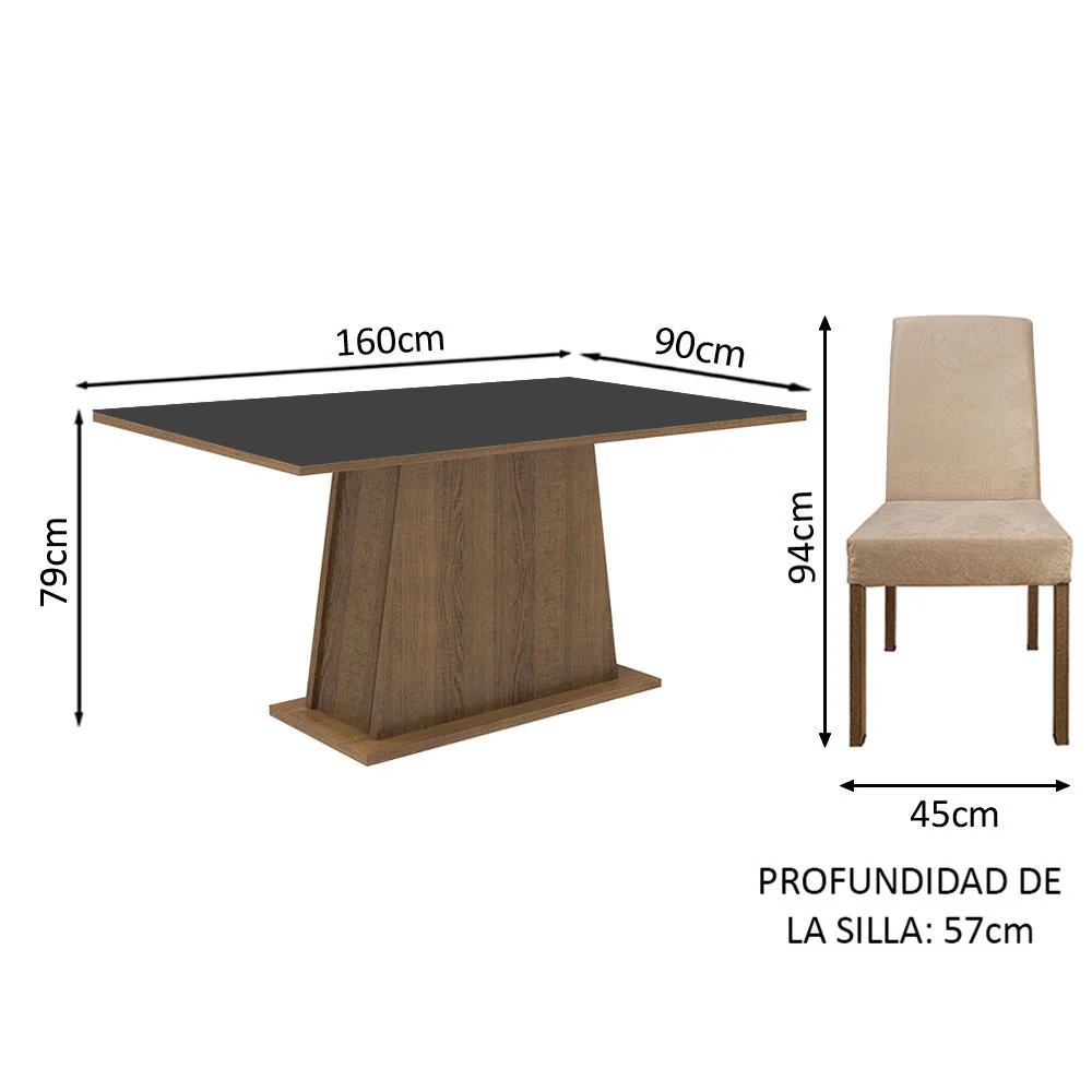 Juego de Comedor Madesa Flavia Mesa con Tapa de Madera con 4 Sillas Marrón/Negro/Imperial - Image 2
