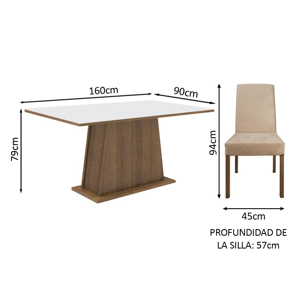 Juego de Comedor Madesa Flavia Mesa Tapa de Madera con 4 Sillas Marrón/Blanco/Imperial - Image 2