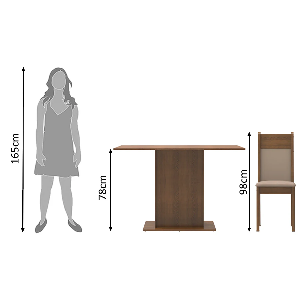 Juego de Comedor Madesa Gabi Mesa Tapa de Madera con 2 Sillas Marrón/Crema/Sintético Beige - Image 4