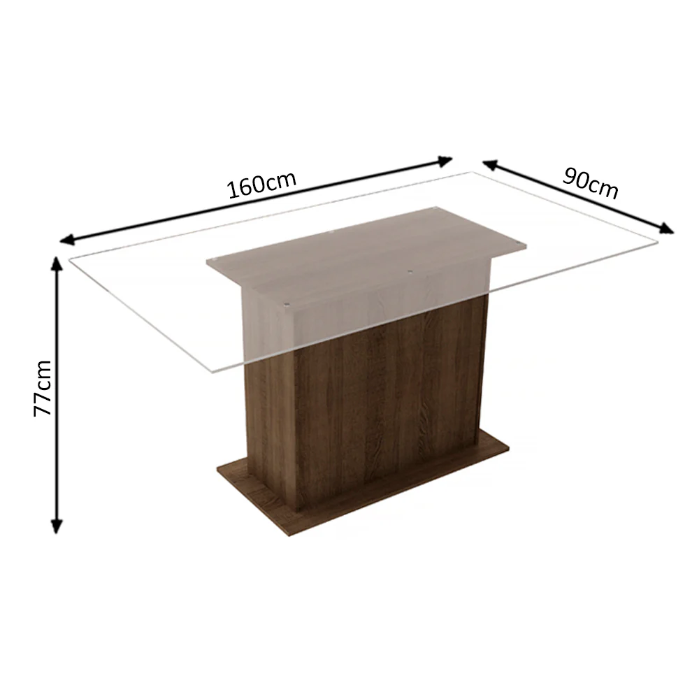 Juego de Comedor Madesa Gales Mesa Tapa de Vidrio con 6 Sillas Marrón/Lírio Beige - Image 4