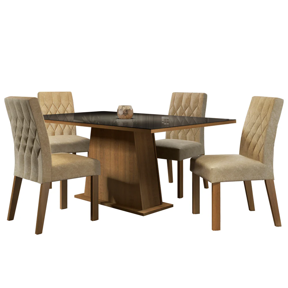 Juego de Comedor Madesa Grazi Mesa Tapa de Vidrio con 4 Sillas Marrón/Negro/Imperial - Image 3