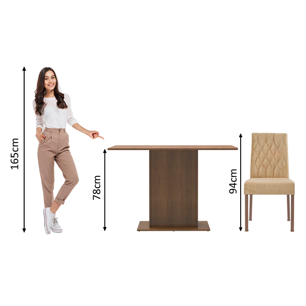 Juego de Comedor Madesa Lia Mesa Tapa de Madera con 2 Sillas Marrón/Imperial - Image 4