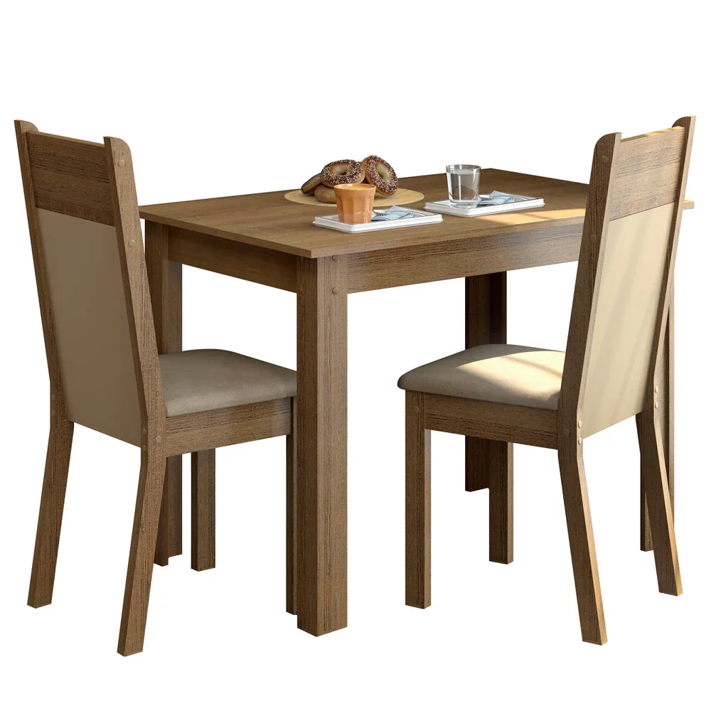 Juego de Comedor Madesa Lola Mesa Tapa de Madera con 2 Sillas Marrón/Crema/Sintético Beige - Image 3
