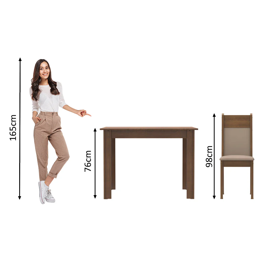 Juego de Comedor Madesa Lola Mesa Tapa de Madera con 2 Sillas Marrón/Crema/Sintético Beige - Image 5