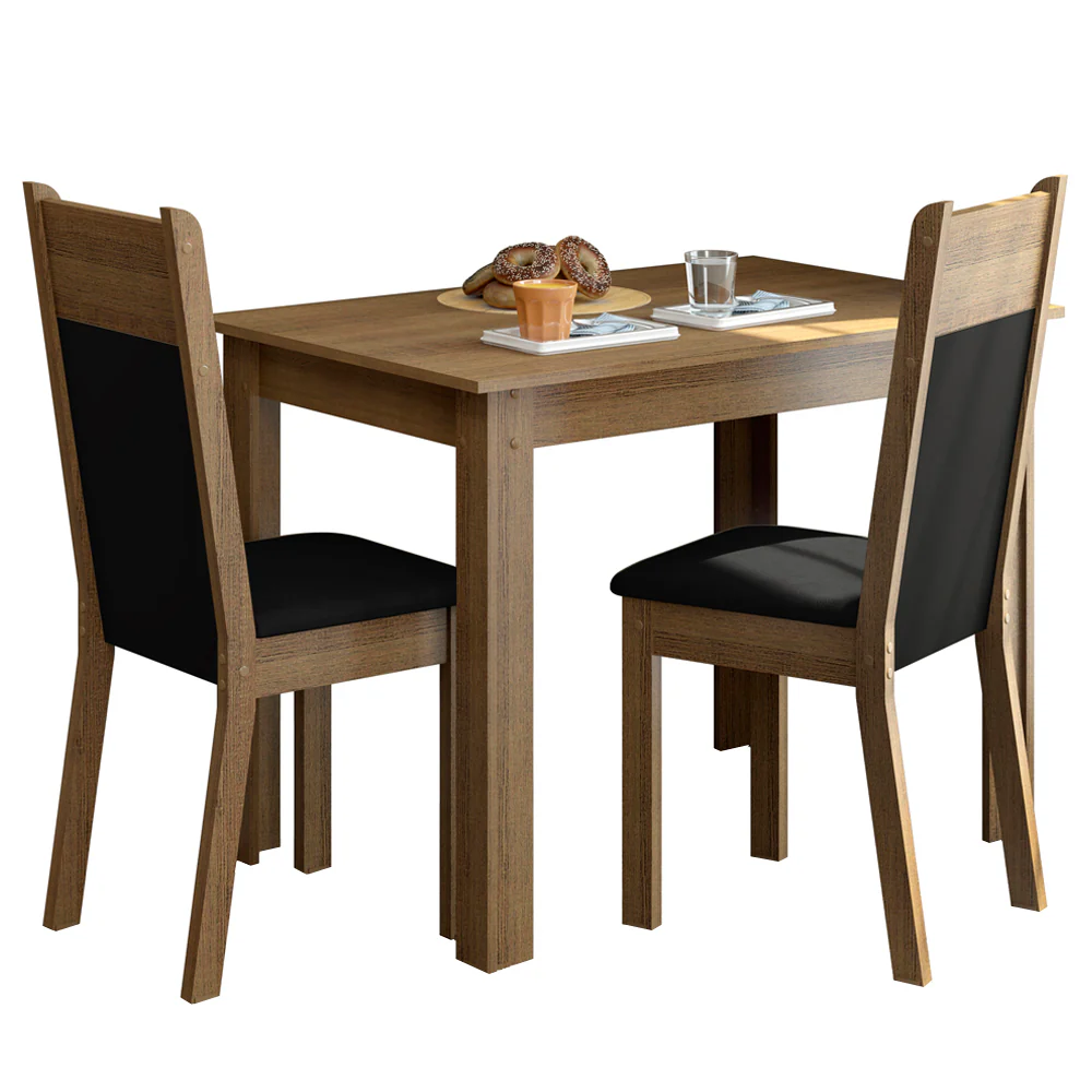 Juego de Comedor Madesa Lola Mesa Tapa de Madera con 2 Sillas Marrón/Negro/Sintético Negro - Image 3