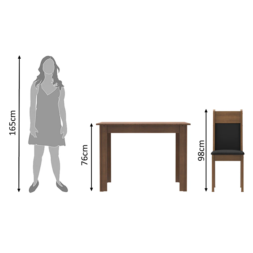Juego de Comedor Madesa Lola Mesa Tapa de Madera con 2 Sillas Marrón/Negro/Sintético Negro - Image 4
