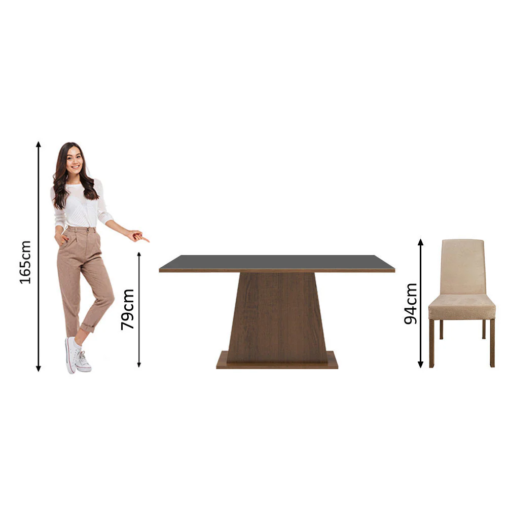 Juego de Comedor Madesa Luciana Mesa con Tapa de Madera y 6 Sillas Marrón/Negro/Imperial - Image 4