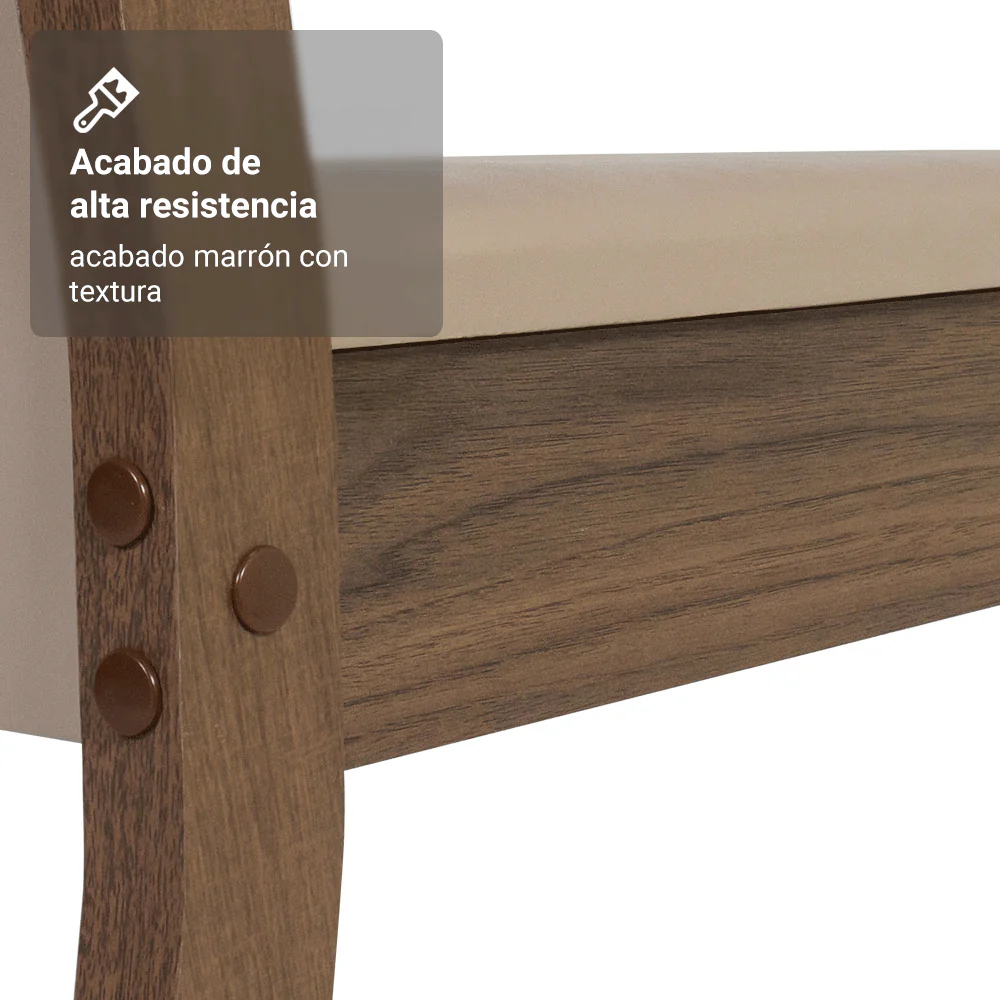 Juego de Comedor Madesa Madu Mesa Tapa de Vidrio Redondo 4 Sillas Marrón/Crema/Beige - Image 8