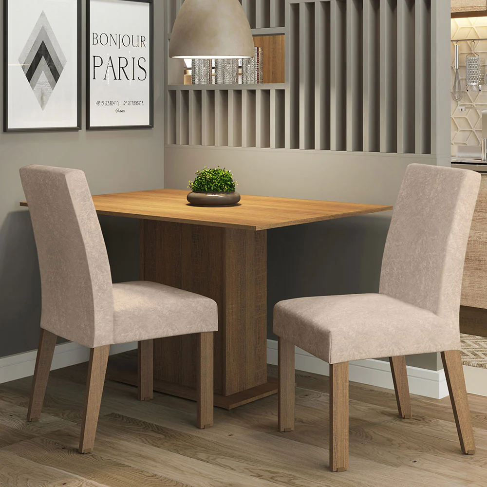 Juego de Comedor Madesa Manu Mesa con Tapa de Madera con 2 Sillas Marrón/Imperial - Image 3