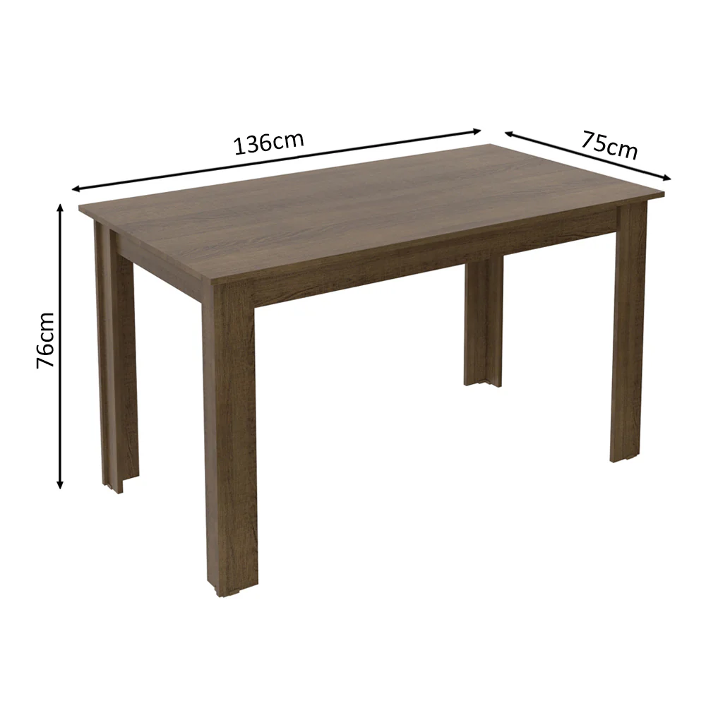 Juego de Comedor Madesa Maris Mesa Tapa de Madera con 6 Sillas Marrón/Beige Marrón - Image 3