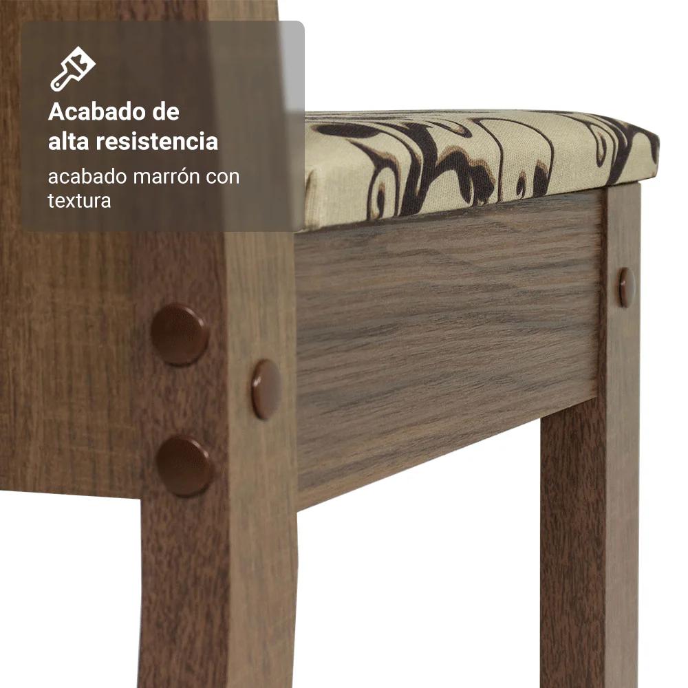 Juego de Comedor Madesa Maris Mesa Tapa de Madera con 6 Sillas Marrón/Beige Marrón - Image 7