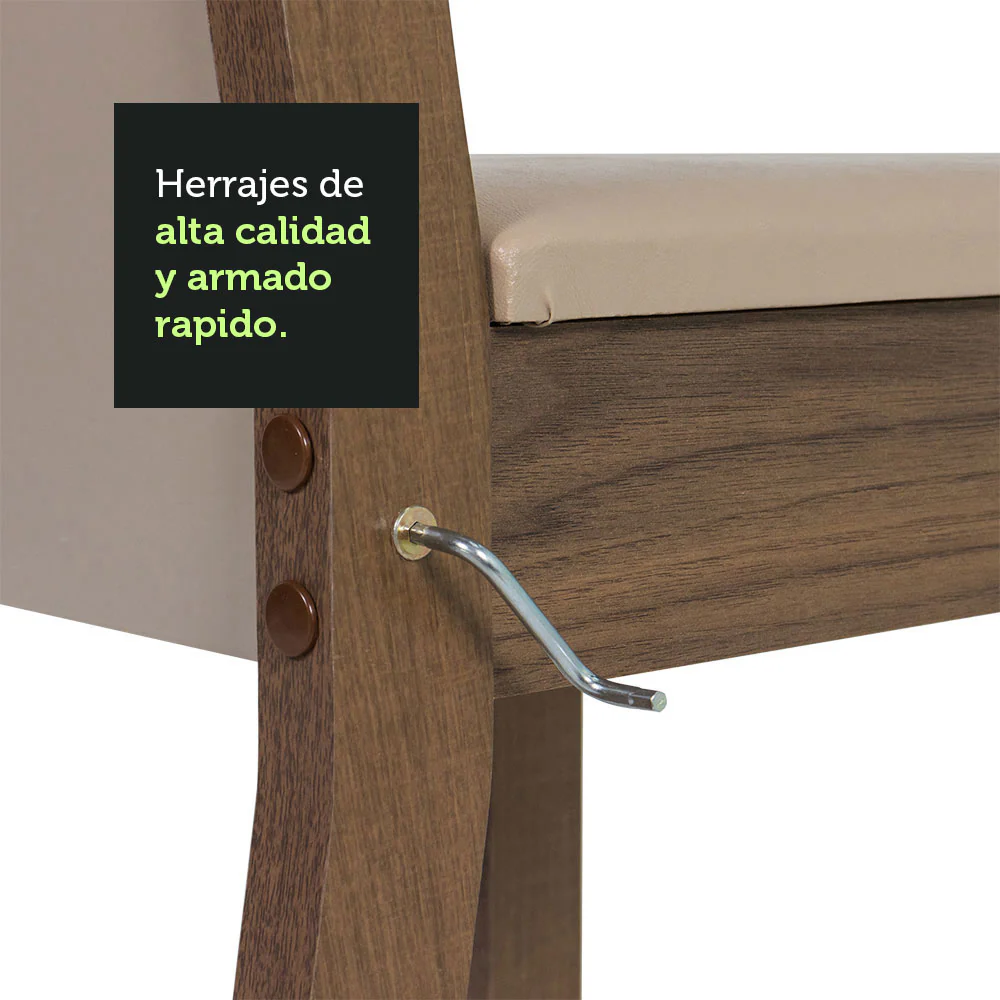 Juego de Comedor Madesa Medelin Mesa Tapa Madera con 6 Sillas Marrón/Crema/Beige - Image 8