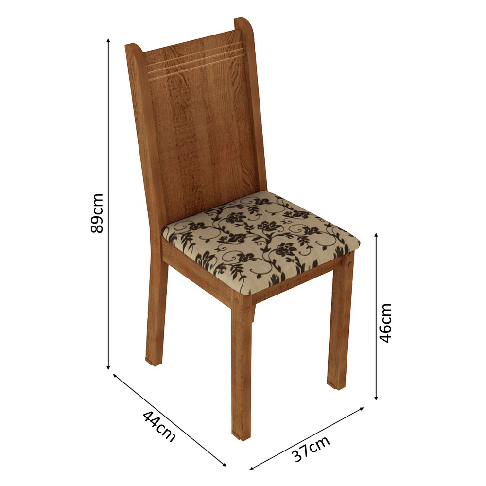 Juego de Comedor Madesa Megan Mesa Tapa de Madera con 6 Sillas Marrón/Beige Marrón - Image 2
