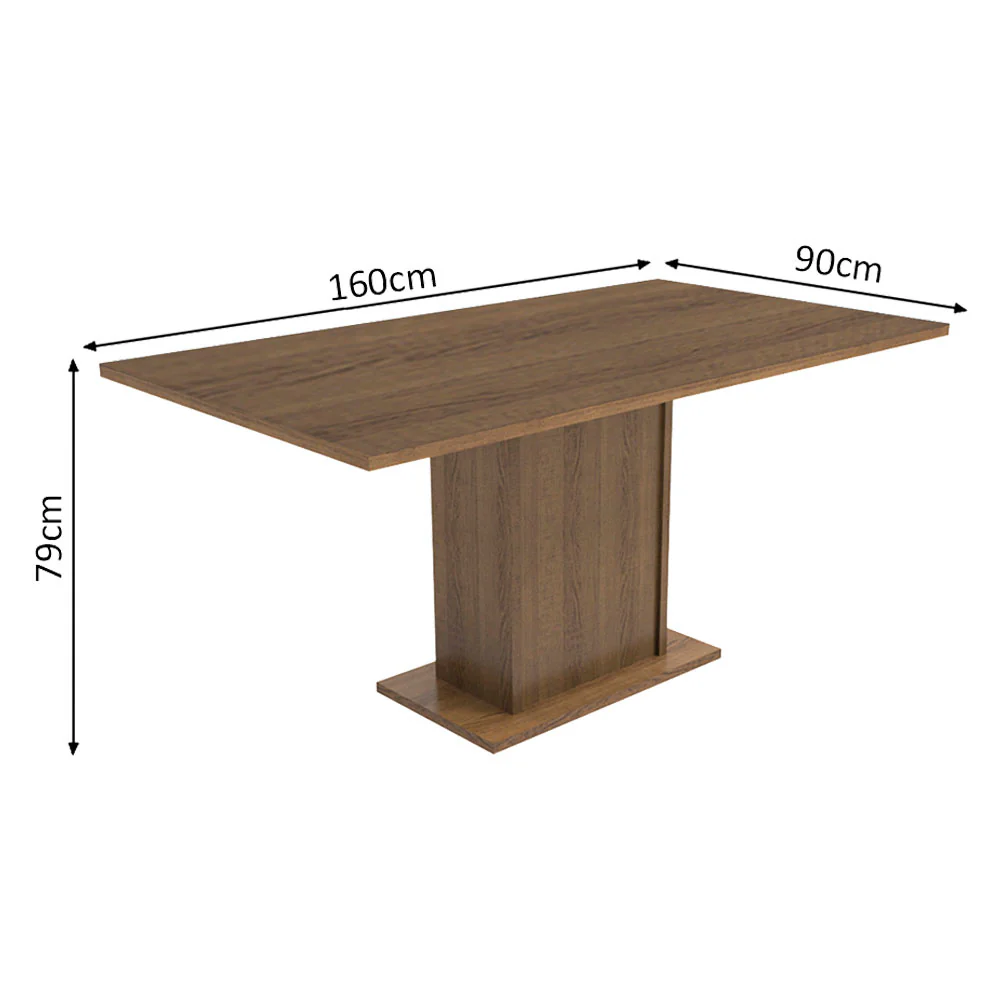 Juego de Comedor Madesa Megan Mesa Tapa de Madera con 6 Sillas Marrón/Beige Marrón - Image 4