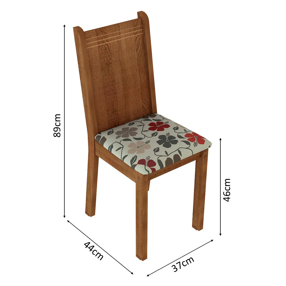 Juego de Comedor Madesa Megan Mesa Tapa de Madera con 6 Sillas Marrón/Floral Hibiscos - Image 2