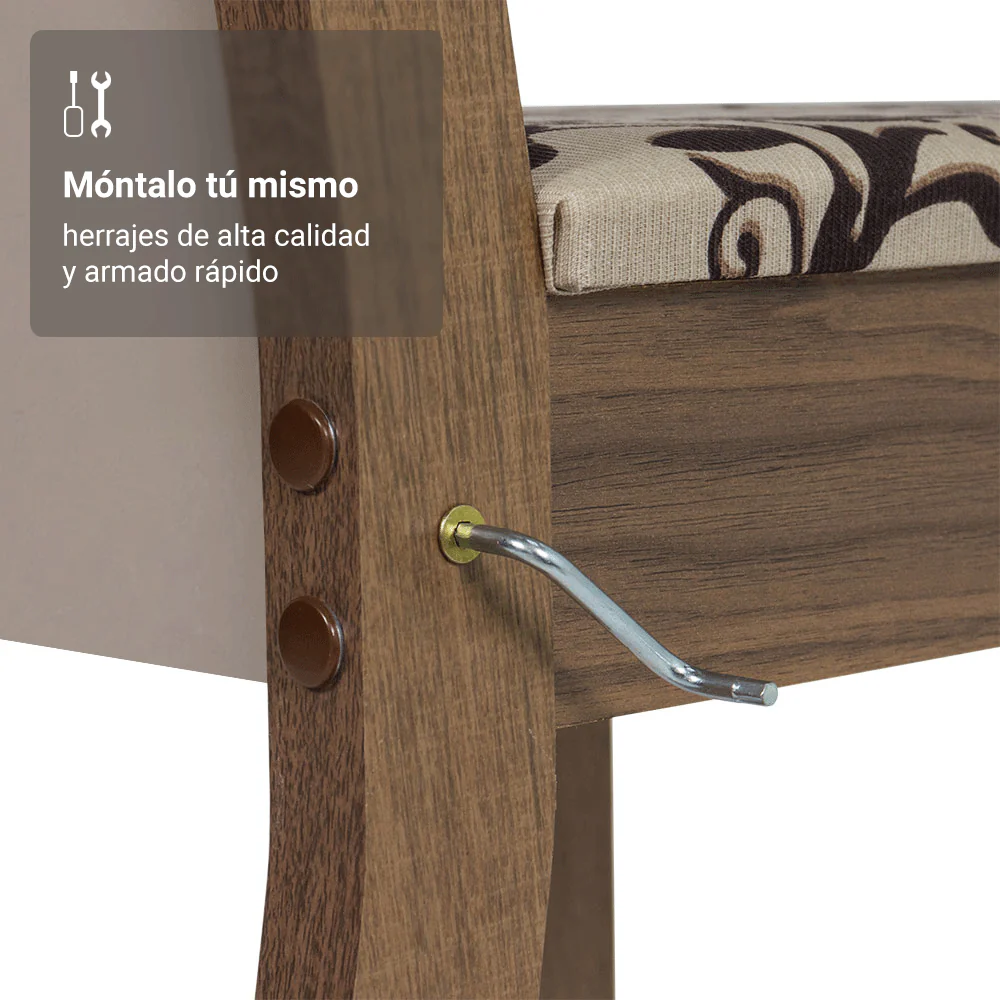 Juego de Comedor Madesa Talita Mesa Tapa de Madera con 4 Sillas Marrón/Crema/Beige Marrón - Image 6