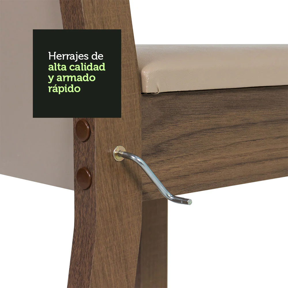 Juego de Comedor Maris Mesa con Tapa y 6 Sillas Marrón/Sintético Beige - Image 7