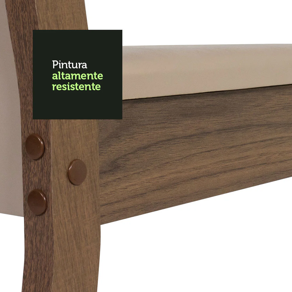 Juego de Comedor Maris Mesa con Tapa y 6 Sillas Marrón/Sintético Beige - Image 8