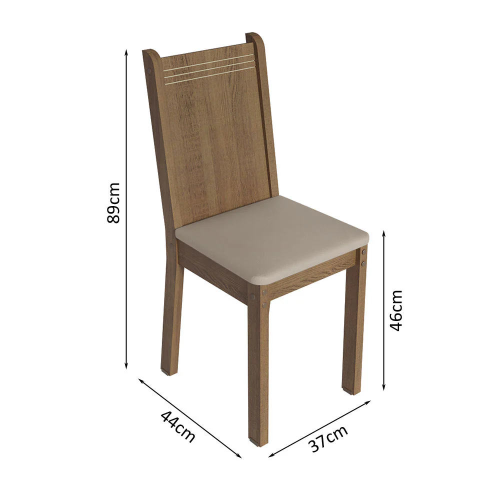 Juego de Comedor Mesa con Tapa de Madera 4 Sillas Marrón/Crema/Sintético Beige Samara Madesa - Image 3