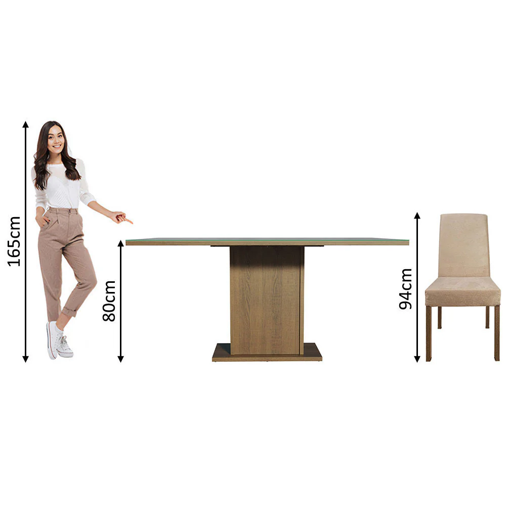 Juego de Comedor Mesa con Tapa de Vidrio 4 Sillas Marrón/Gris/Imperial Avril Madesa - Image 8