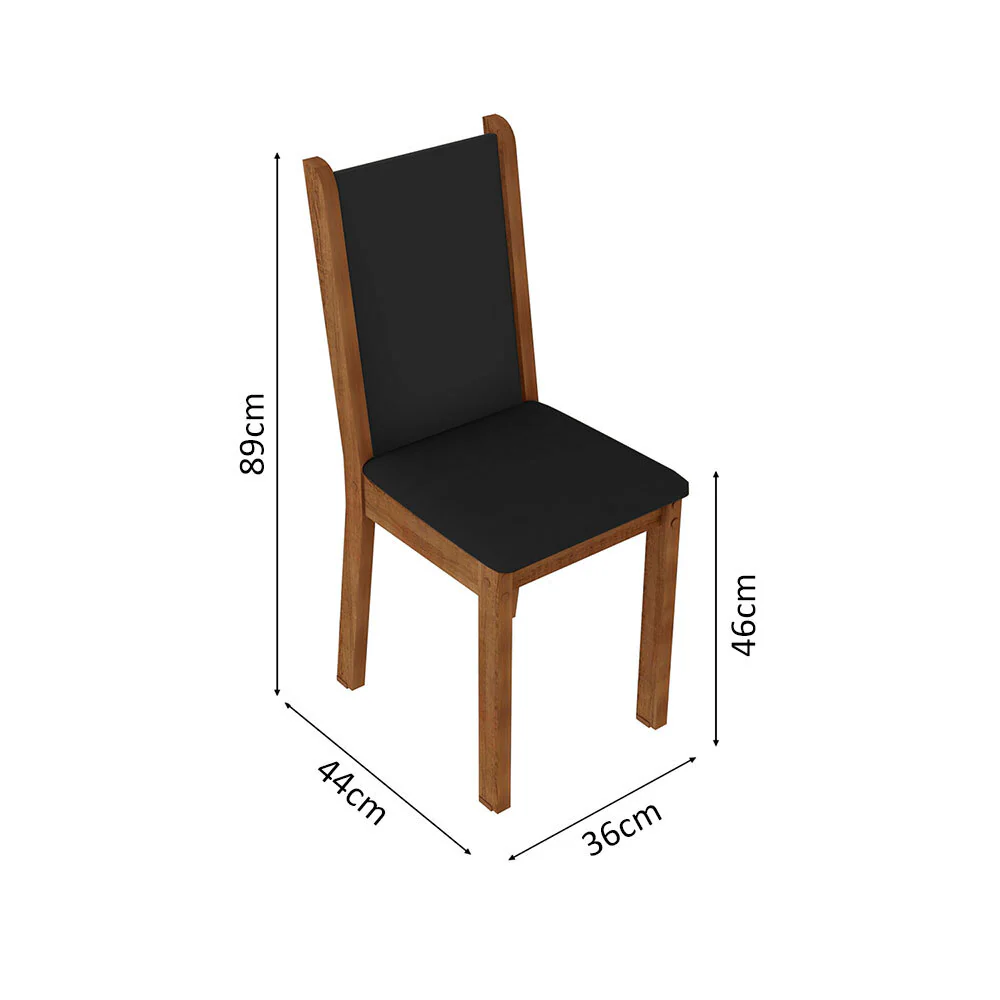 Juego de Comedor Mesa con Tapa de Vidrio 4 Sillas Marrón/Negro Moscou Plus - Image 3