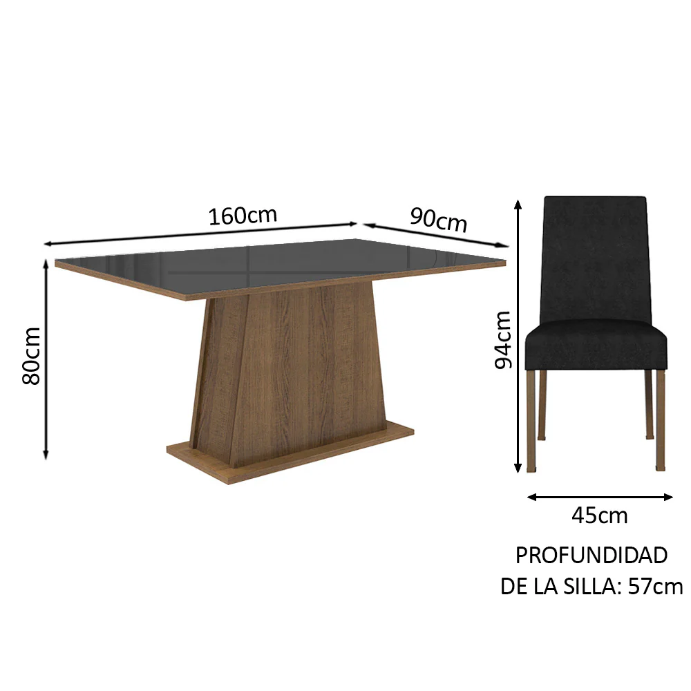 Juego de Comedor Mesa de Vidrio 4 Sillas Madesa Oxford 10 MN - Image 3