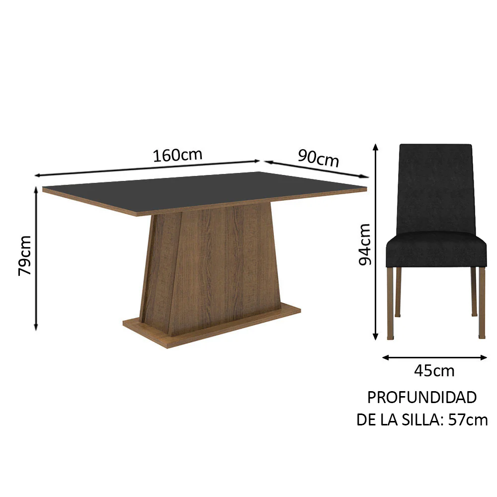 Juego de Comedor Mesa de Vidrio 4 Sillas Madesa Oxford MN 02 - Image 3