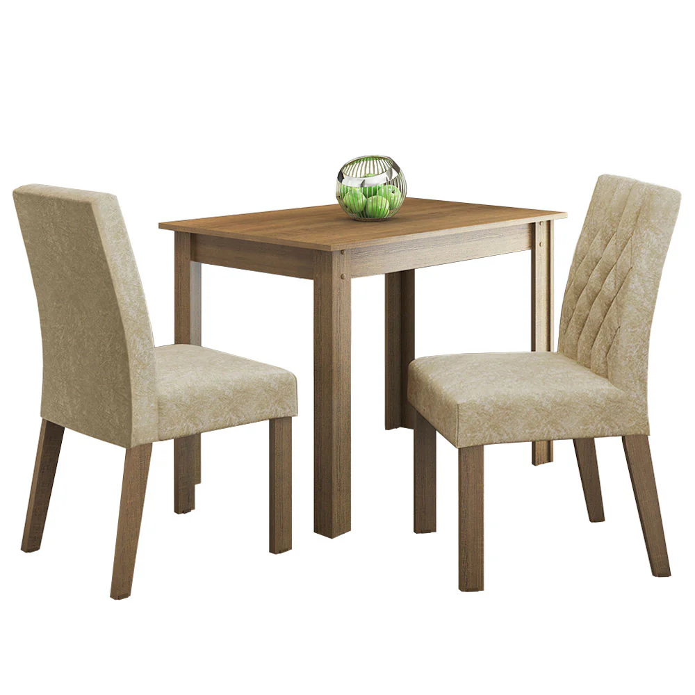 Juego de Comedor Mesa Tapa de Madera 2 Sillas Marrón/Imperial Lídia Madesa - Image 3