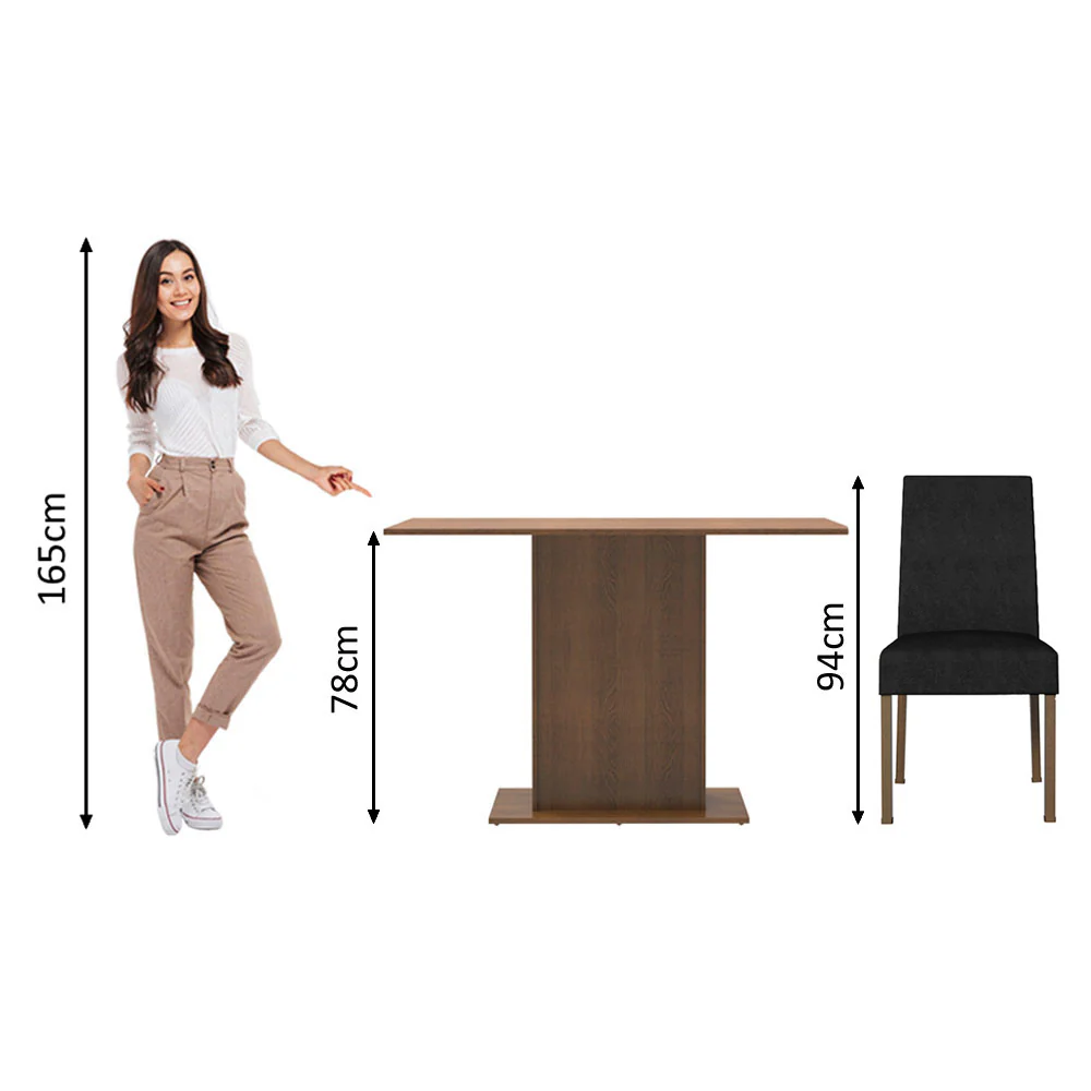 Juego de Comedor Mesa Tapa de Madera 2 Sillas Marrón/Oxford Manu Madesa - Image 5