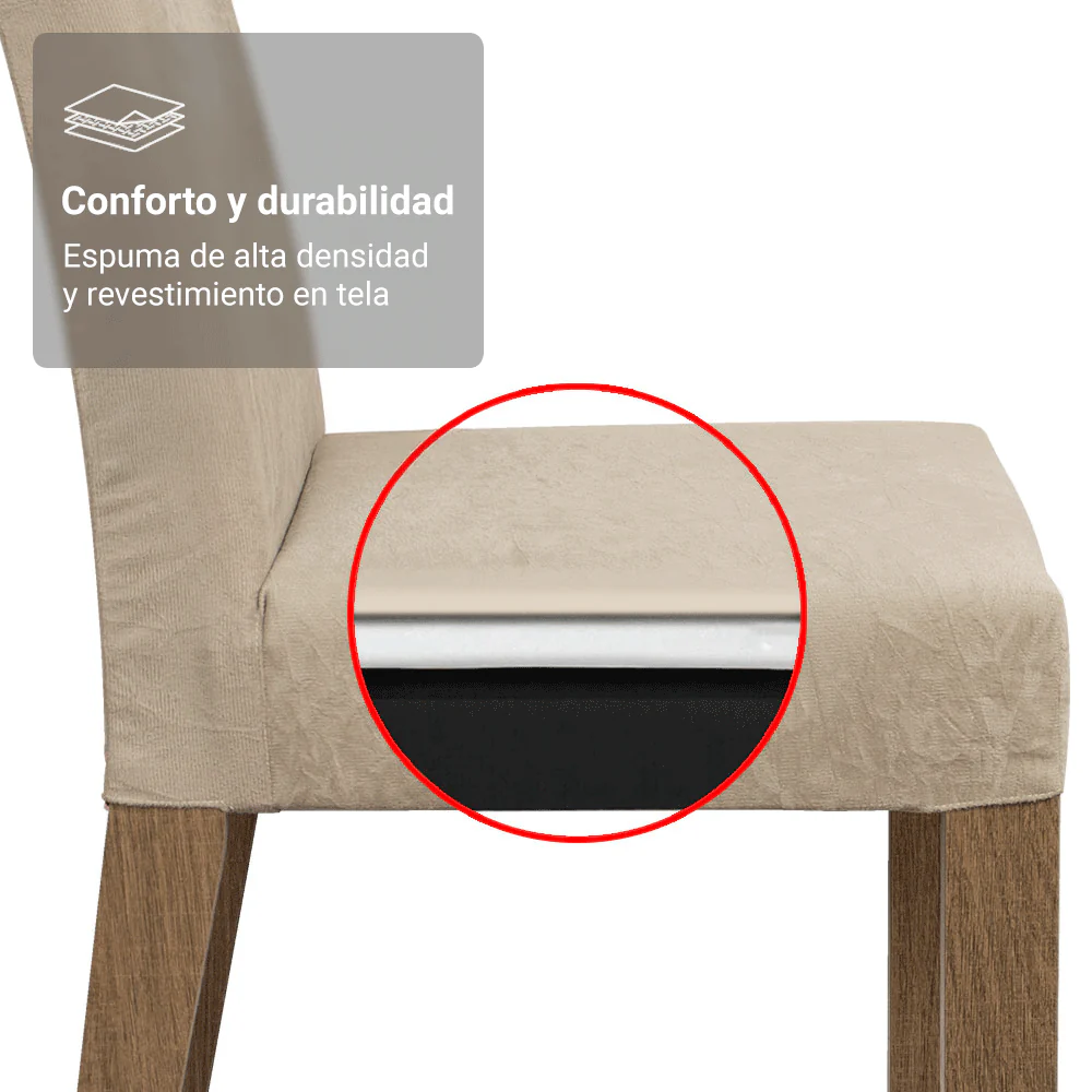 Juego de Comedor Mesa Tapa de Madera 4 Sillas Marrón/Blanco/Imperial Keila Madesa - Image 6