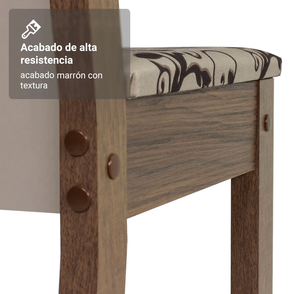 Juego de Comedor Mesa Tapa de Madera 4 Sillas Marrón/Crema/Beige Marrón Alana Madesa - Image 8