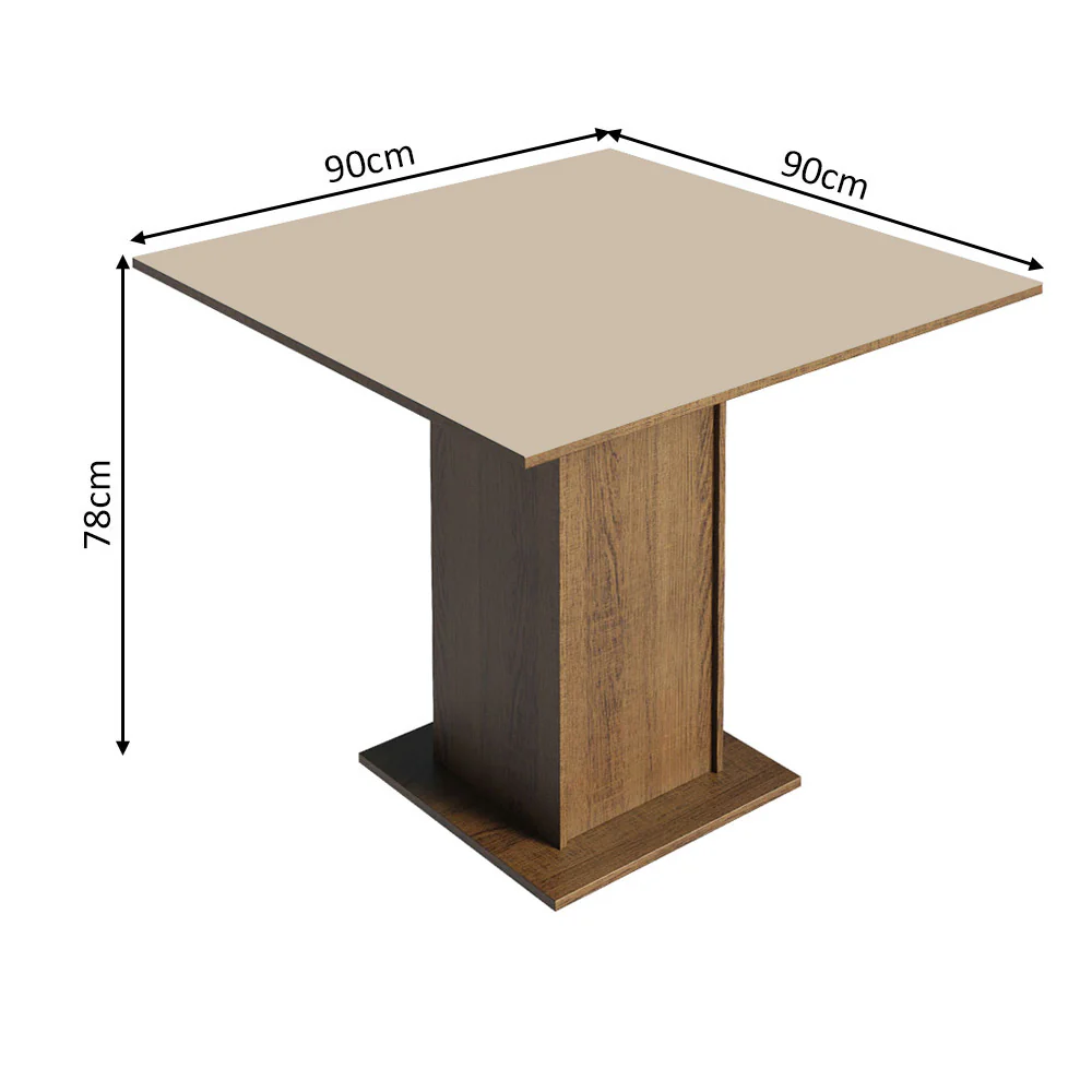 Juego de Comedor Mesa Tapa de Madera 4 Sillas Marrón/Crema/Lírio Beige Samara Madesa - Image 4