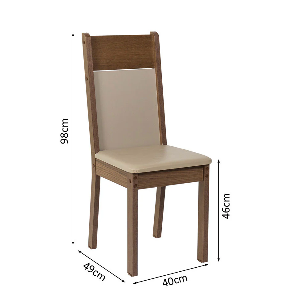 Juego de Comedor Mesa Tapa de Madera 4 Sillas Marrón/Crema/Sintético Beige Claire Madesa - Image 3