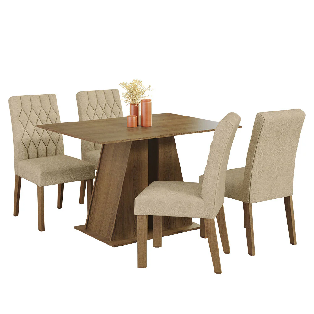Juego de Comedor Mesa Tapa de Madera 4 Sillas Marrón/Imperial Gisele Madesa - Image 3