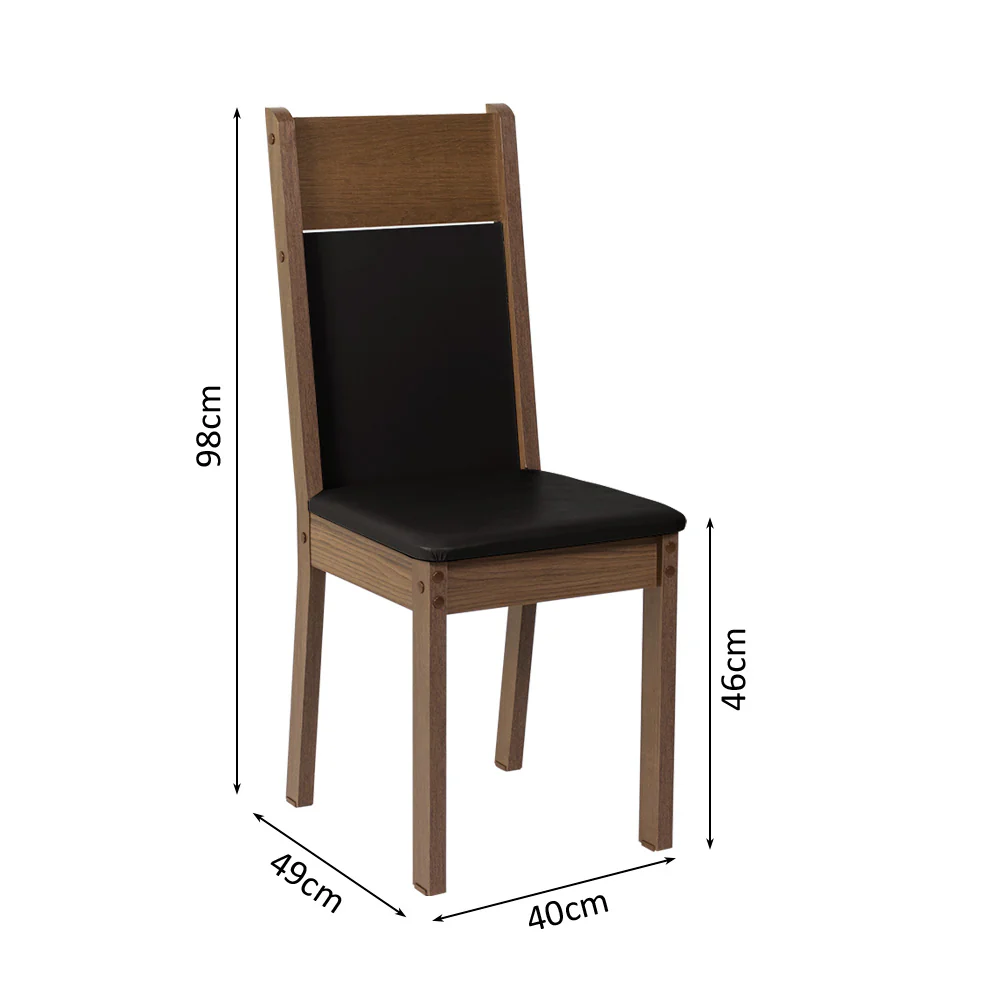 Juego de Comedor Mesa Tapa de Madera 4 Sillas Marrón/Negro Claire Madesa - Image 2