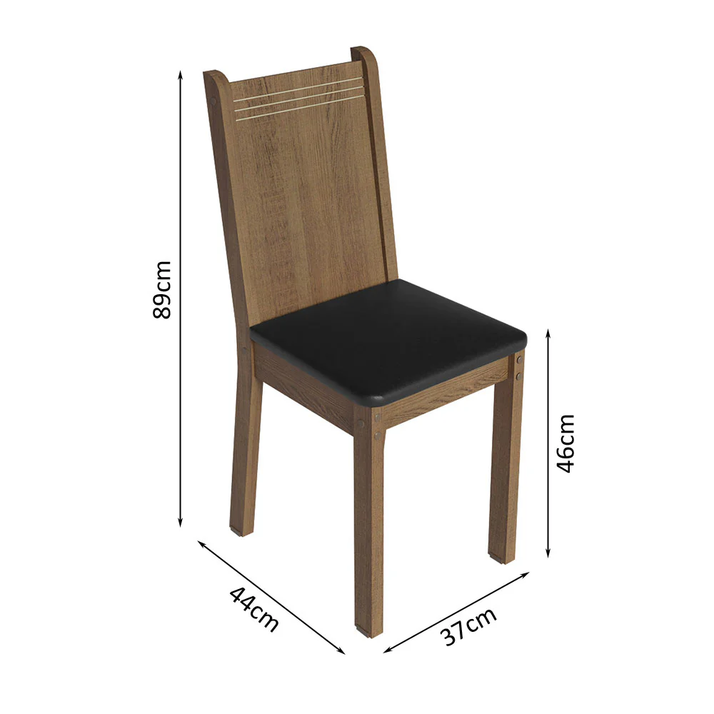 Juego de Comedor Mesa Tapa de Madera 4 Sillas Marrón/Negro Samara Madesa - Image 2