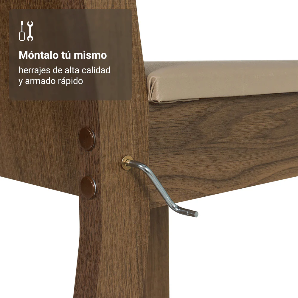 Juego de Comedor Mesa Tapa de Madera 4 Sillas Marrón/Negro/Sintético Beige Samara Madesa - Image 7