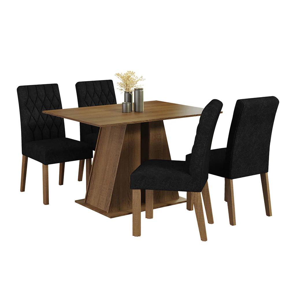 Juego de Comedor Mesa Tapa de Madera 4 Sillas Marrón/Oxford Gisele Madesa - Image 3
