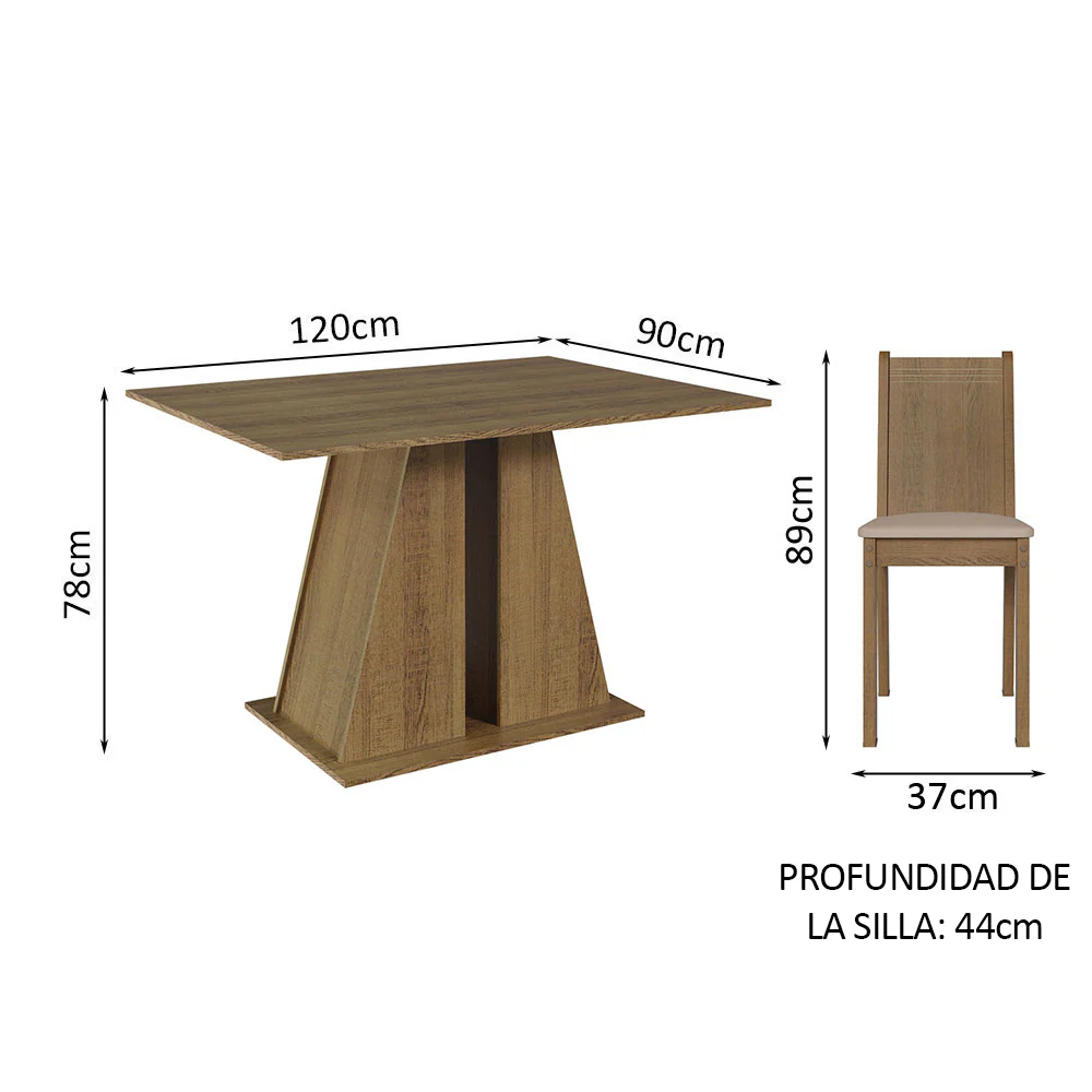 Juego de Comedor Mesa Tapa de Madera 6 Sillas Marrón/Beige Sharon Madesa - Image 2