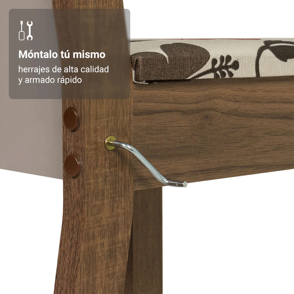 Juego de Comedor Mesa Tapa de Madera 6 Sillas Marrón/Hibiscos Wendy Madesa - Image 8