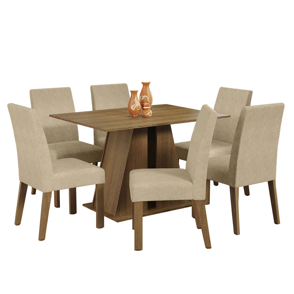 Juego de Comedor Mesa Tapa de Madera 6 Sillas Marrón/Imperial Cheryl Madesa - Image 3