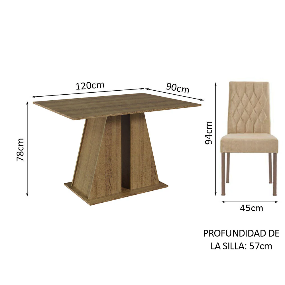 Juego de Comedor Mesa Tapa de Madera 6 Sillas Marrón/Imperial Fabiana Madesa - Image 2