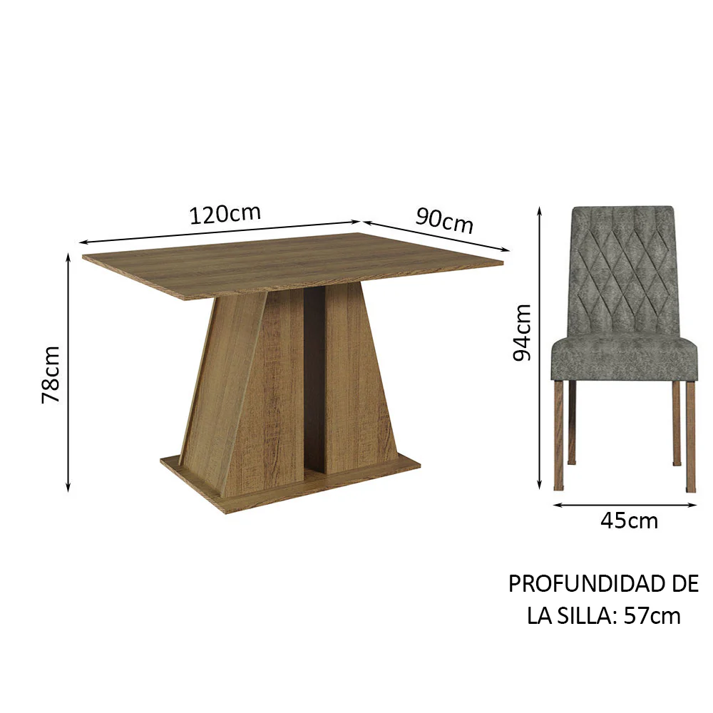 Juego de Comedor Mesa Tapa de Madera 6 Sillas Marrón/Silver Fabiana Madesa - Image 2